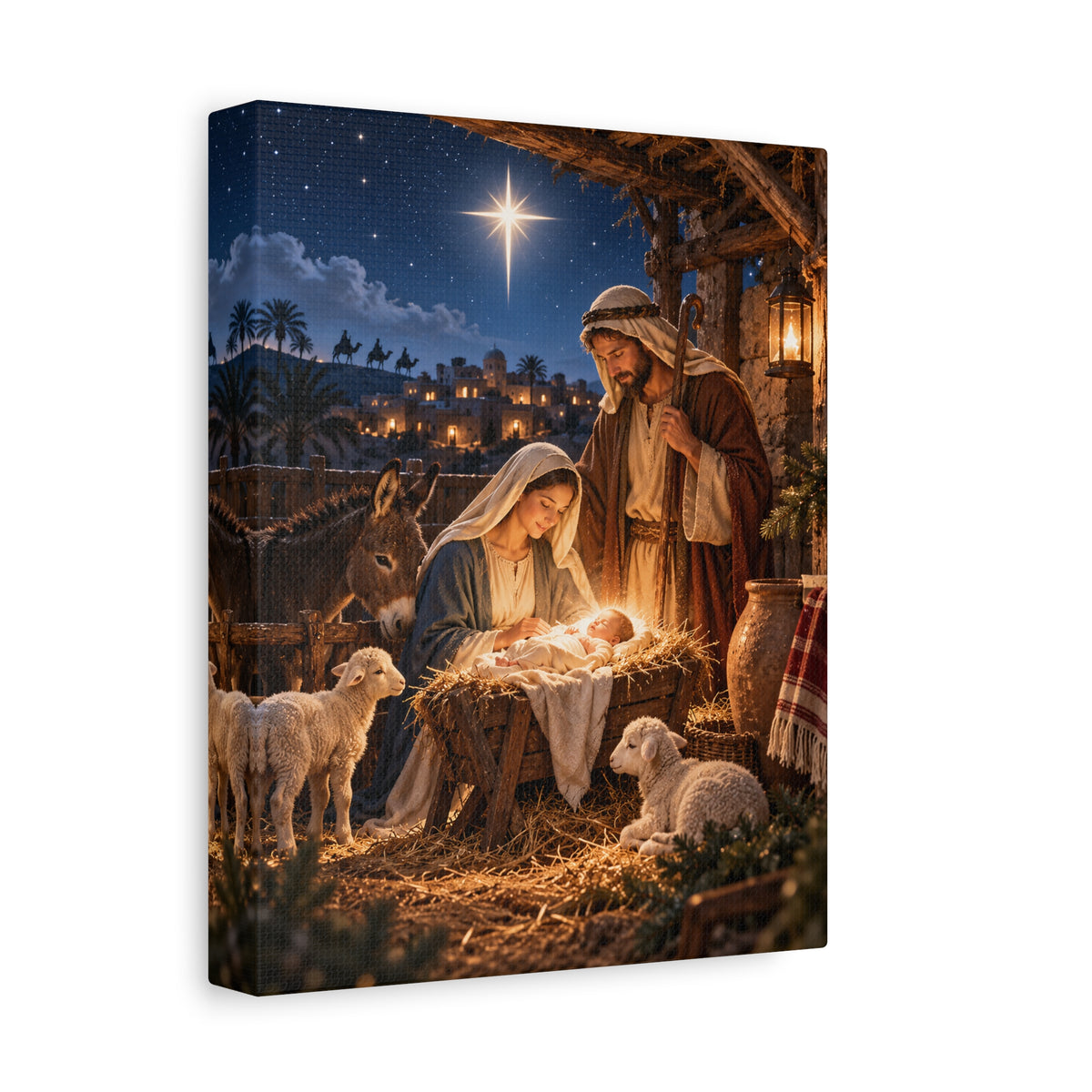 Birth of Jesus Christmas Canvas Wall Art