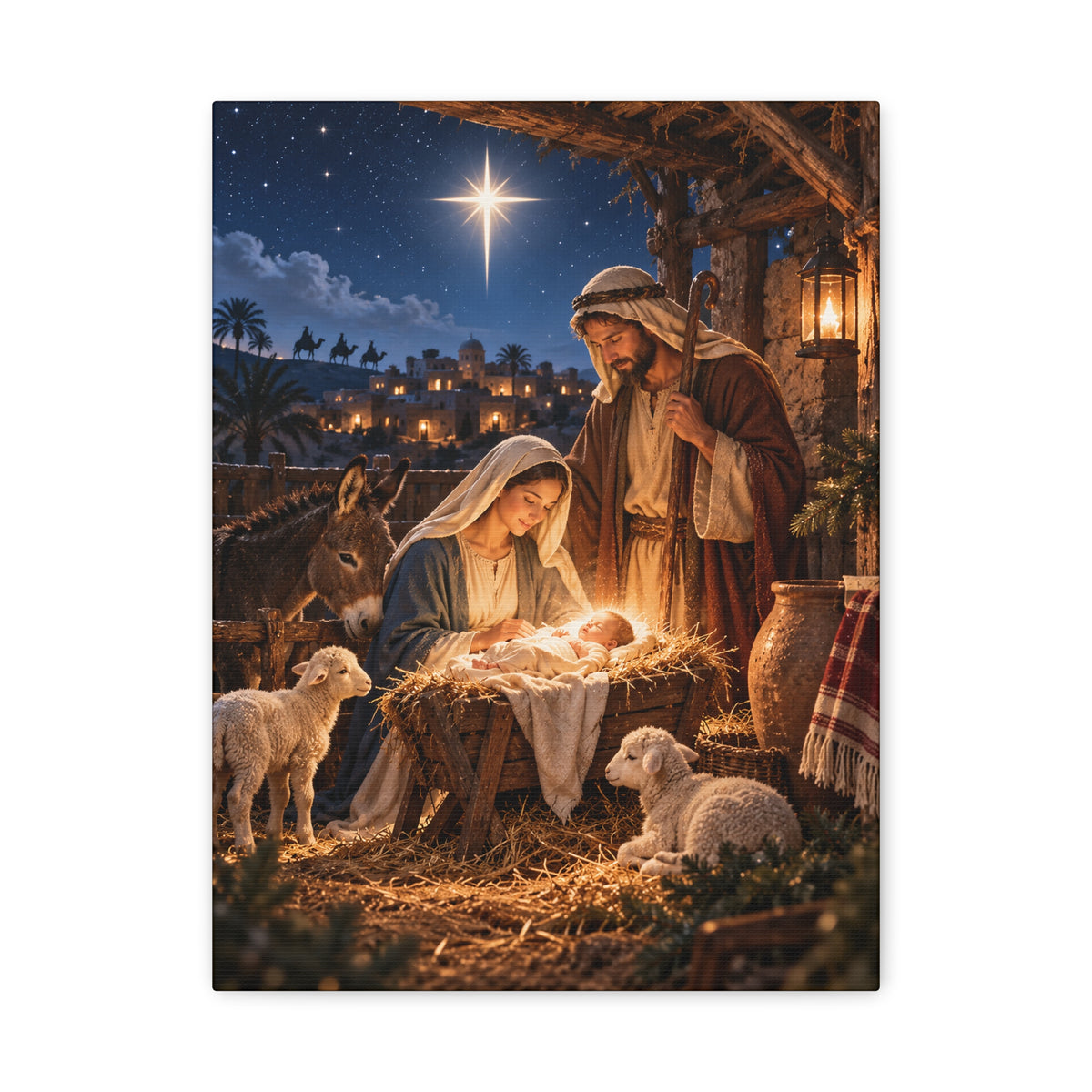 Birth of Jesus Christmas Canvas Wall Art