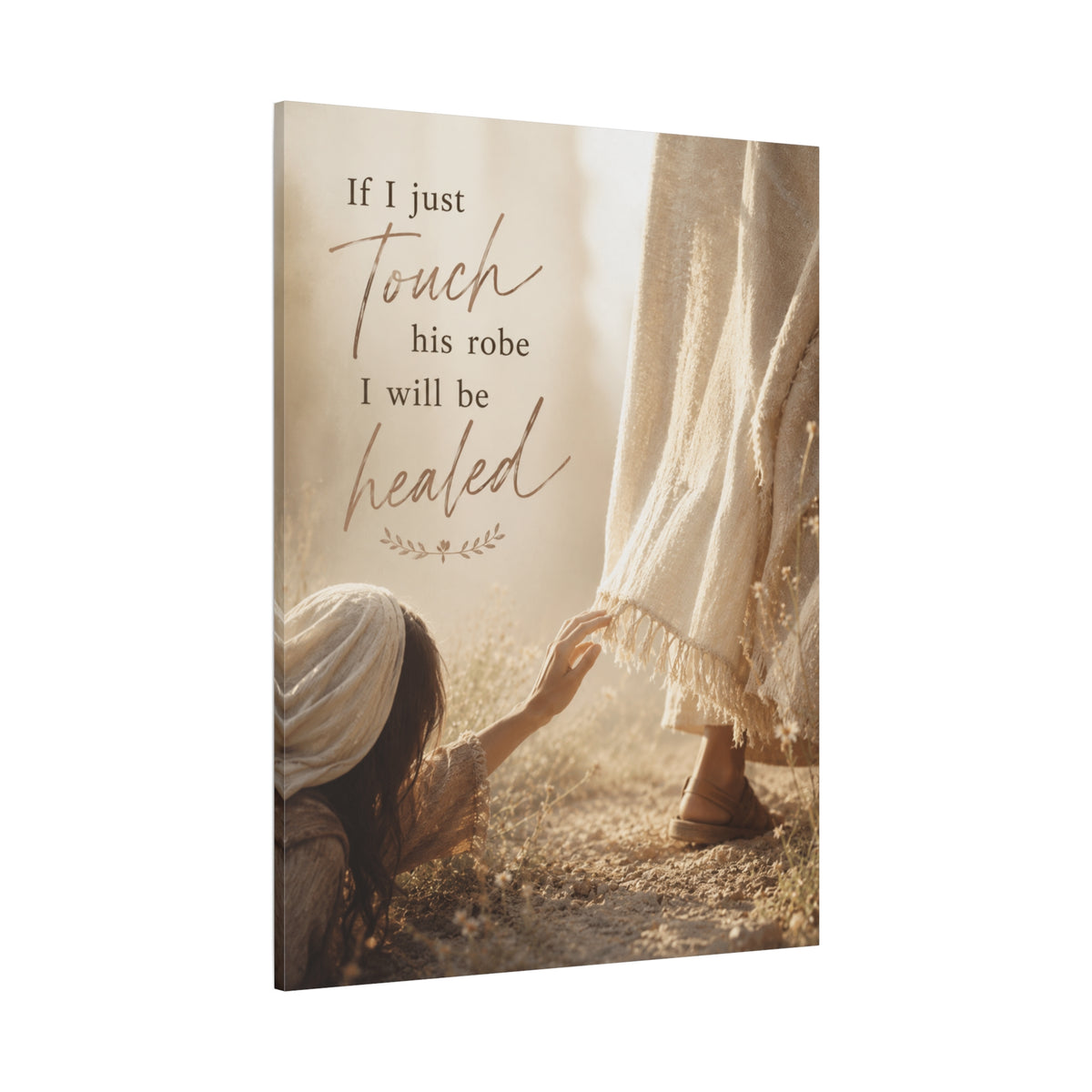 Mark 5:27–28 Bleeding Woman Touching Jesus' Hem Canvas Wall Art