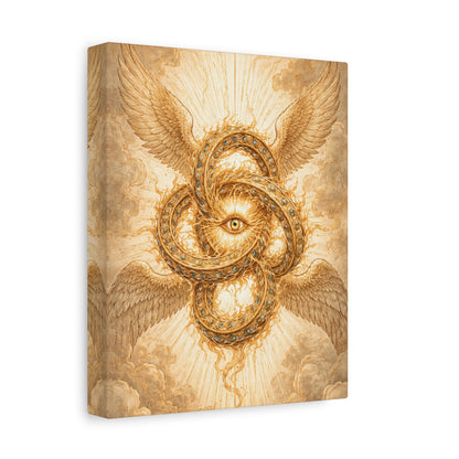 Golden Ophanim Canvas Wall Art Celestial Christian Religious Home Wall Decor