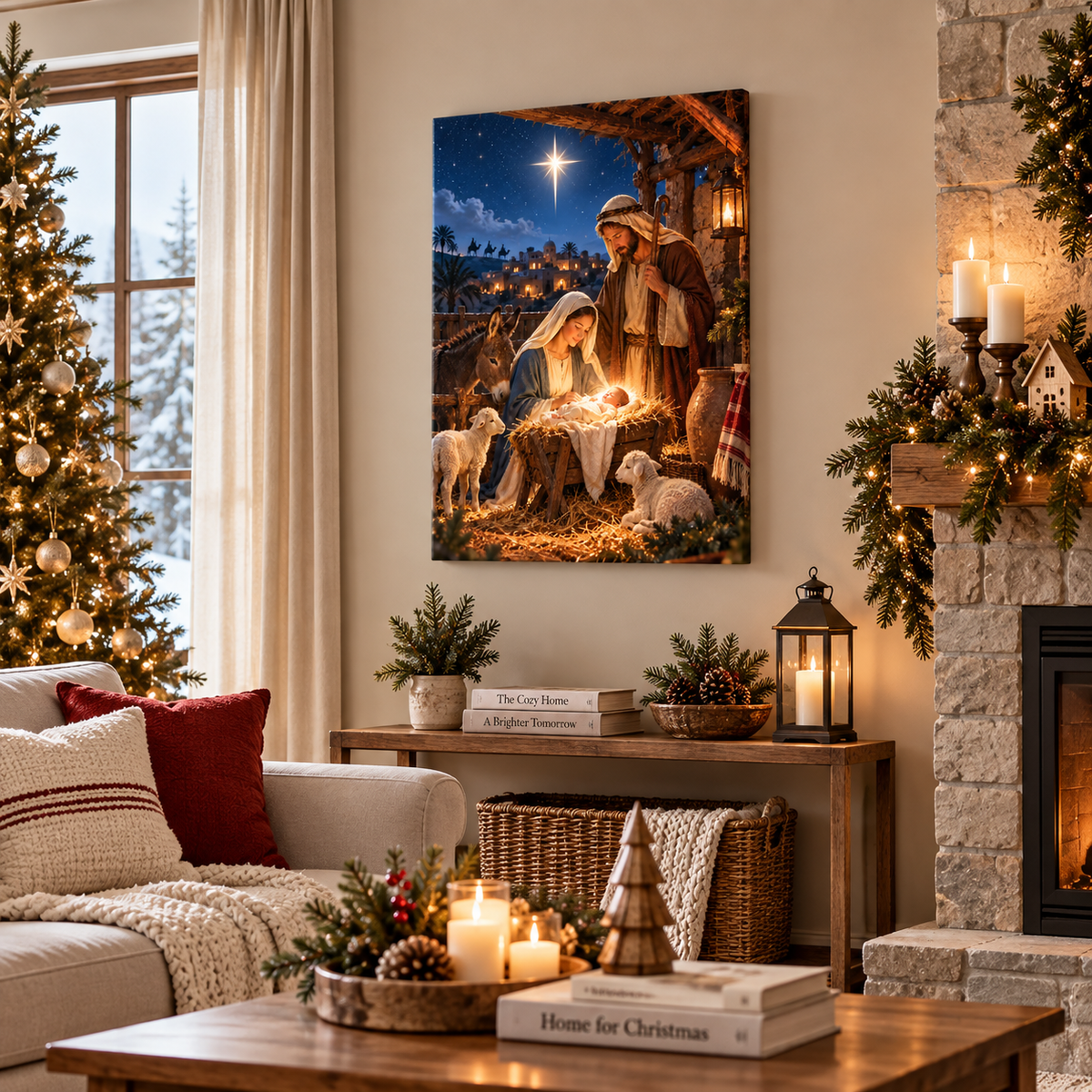 Birth of Jesus Christmas Canvas Wall Art