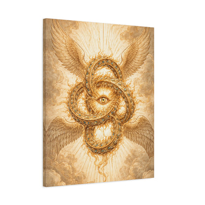 Golden Ophanim Canvas Wall Art Celestial Christian Religious Home Wall Decor