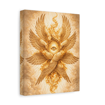 Golden Seraphim Canvas Wall Art, Celestial Christian Spiritual Home Wall Art