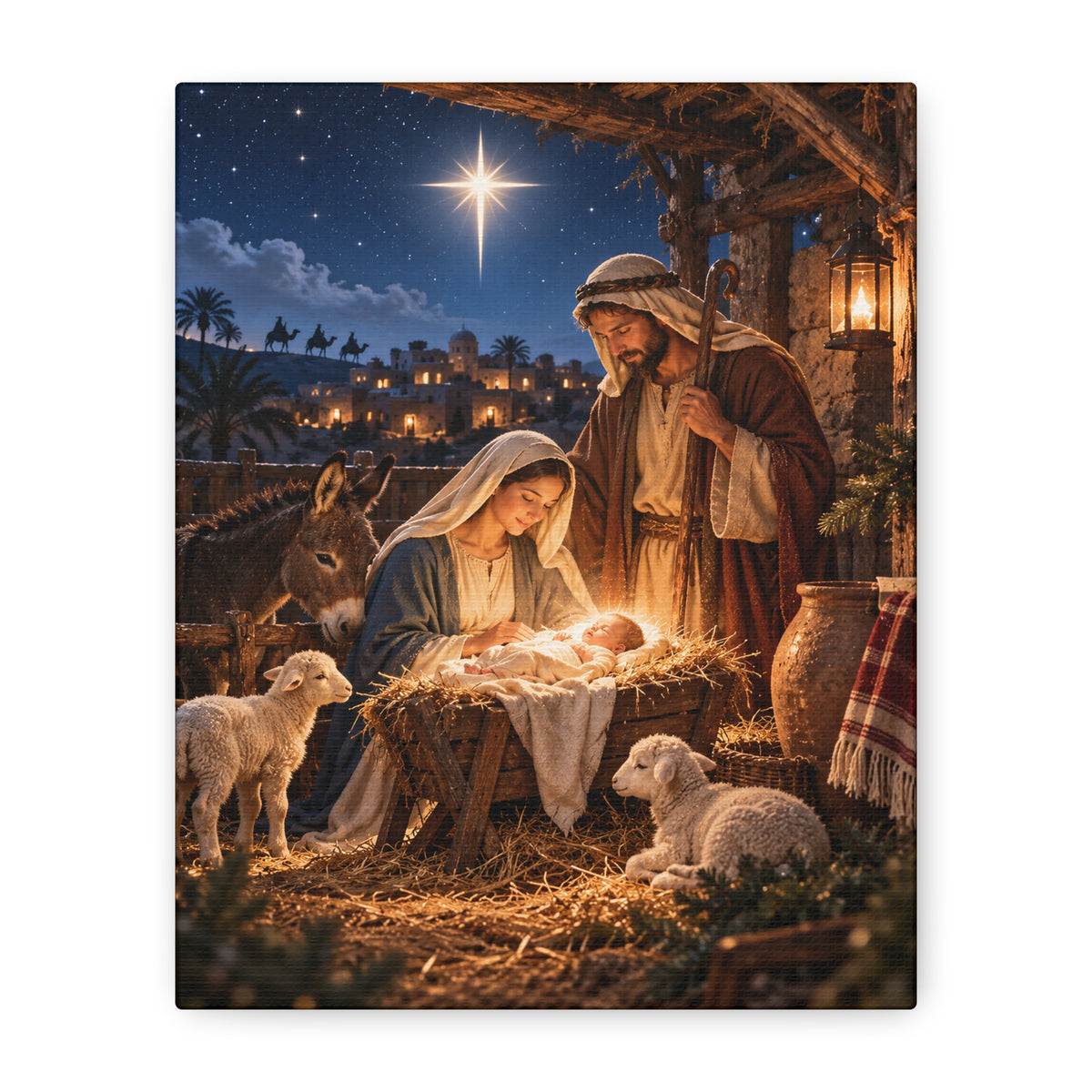 Birth of Jesus Christmas Canvas Wall Art