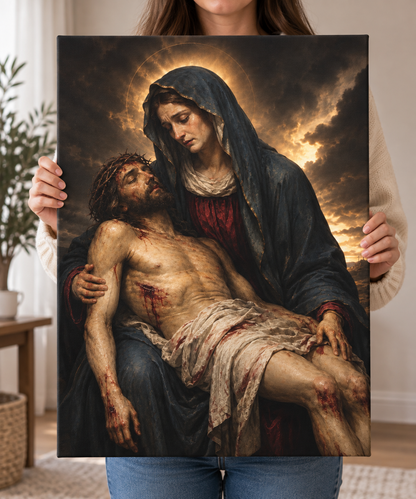 Jesus and Mary The Pieta Canvas Wall Art