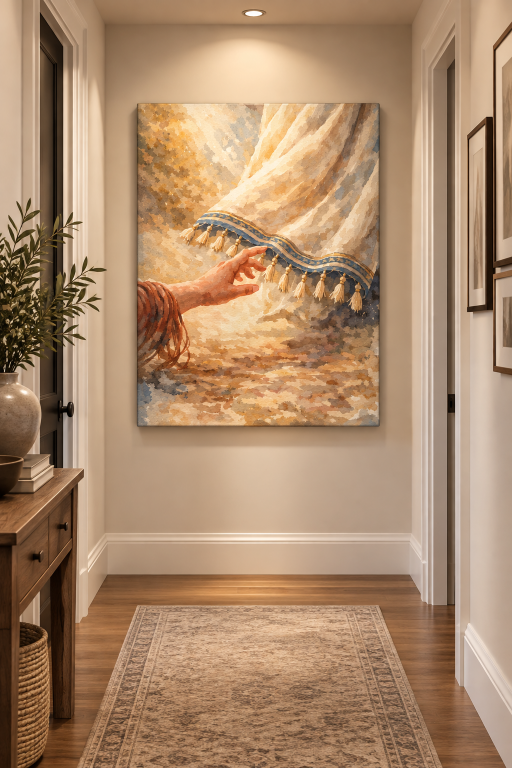 Bleeding Woman Touching Jesus' Hem Healing Canvas Wall Art