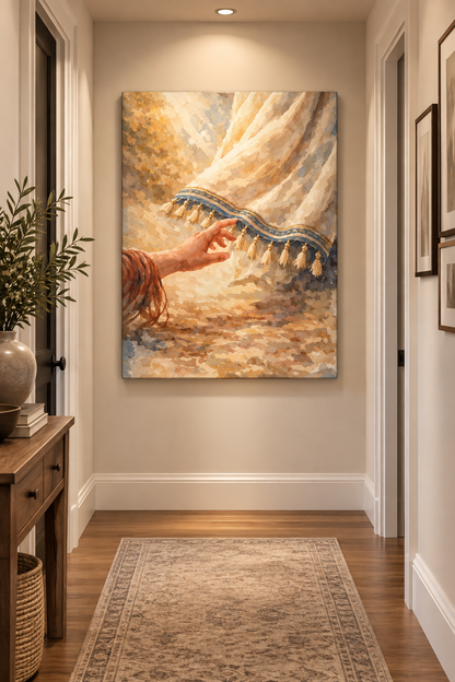 Bleeding Woman Touching Jesus' Hem Healing Canvas Wall Art