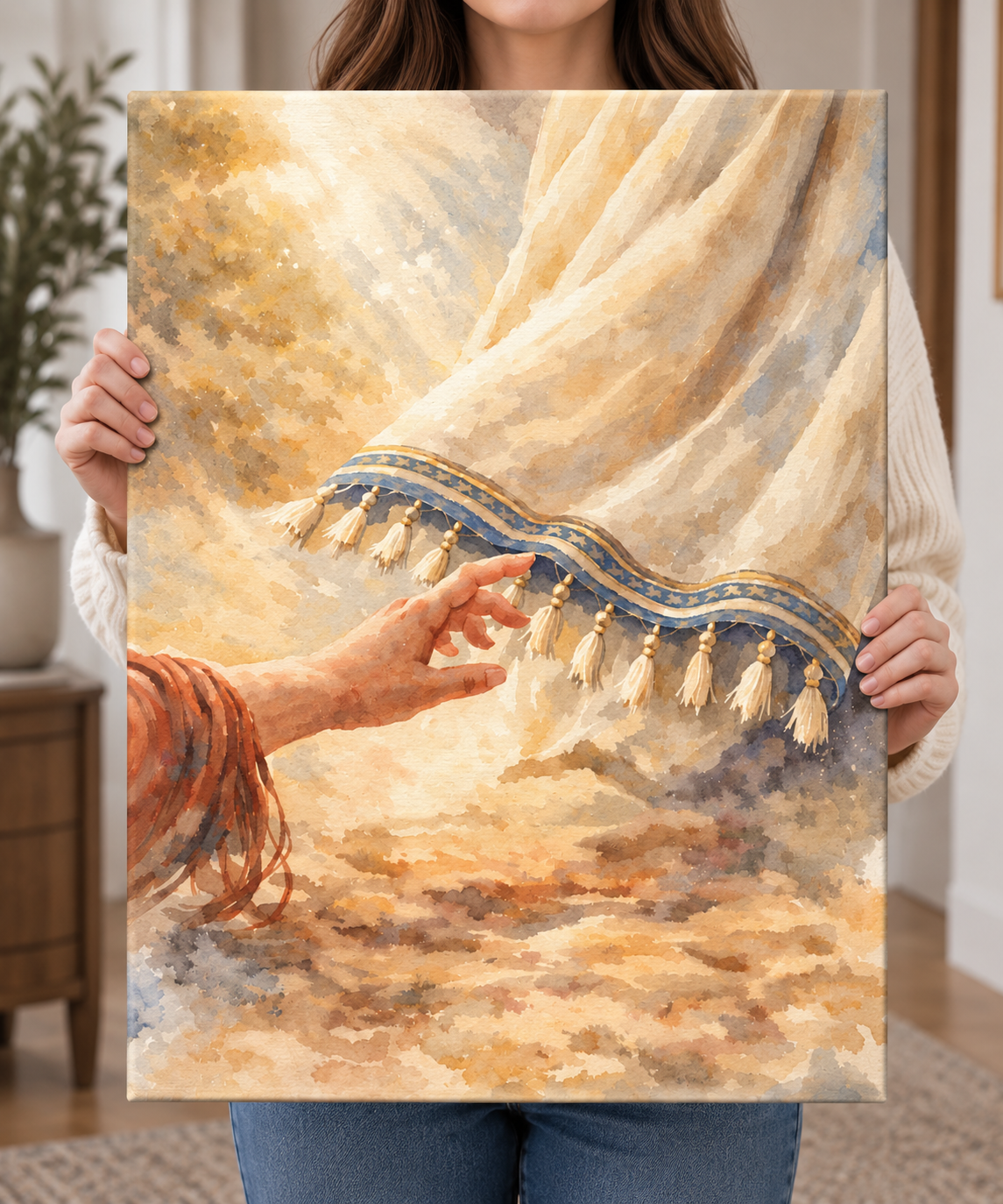 Bleeding Woman Touching Jesus' Hem Healing Canvas Wall Art