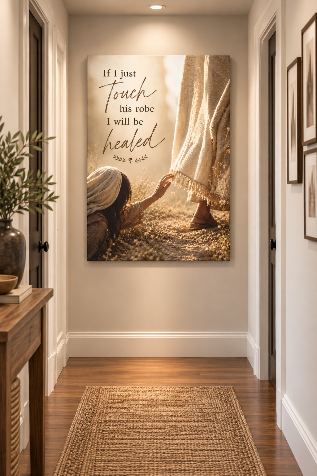 Mark 5:27–28 Bleeding Woman Touching Jesus' Hem Canvas Wall Art