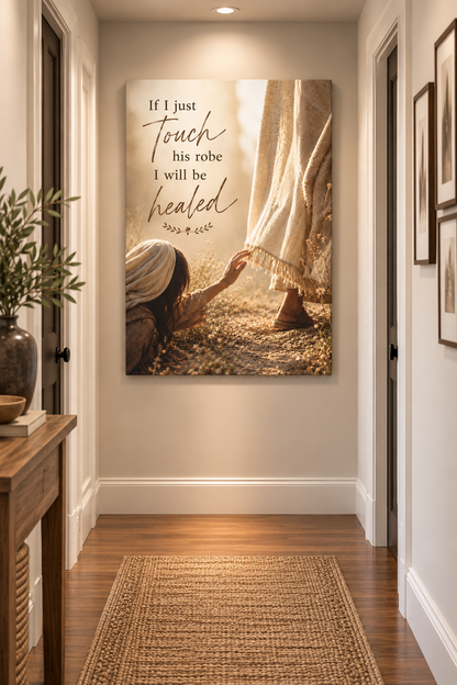 Mark 5:27–28 Bleeding Woman Touching Jesus' Hem Canvas Wall Art