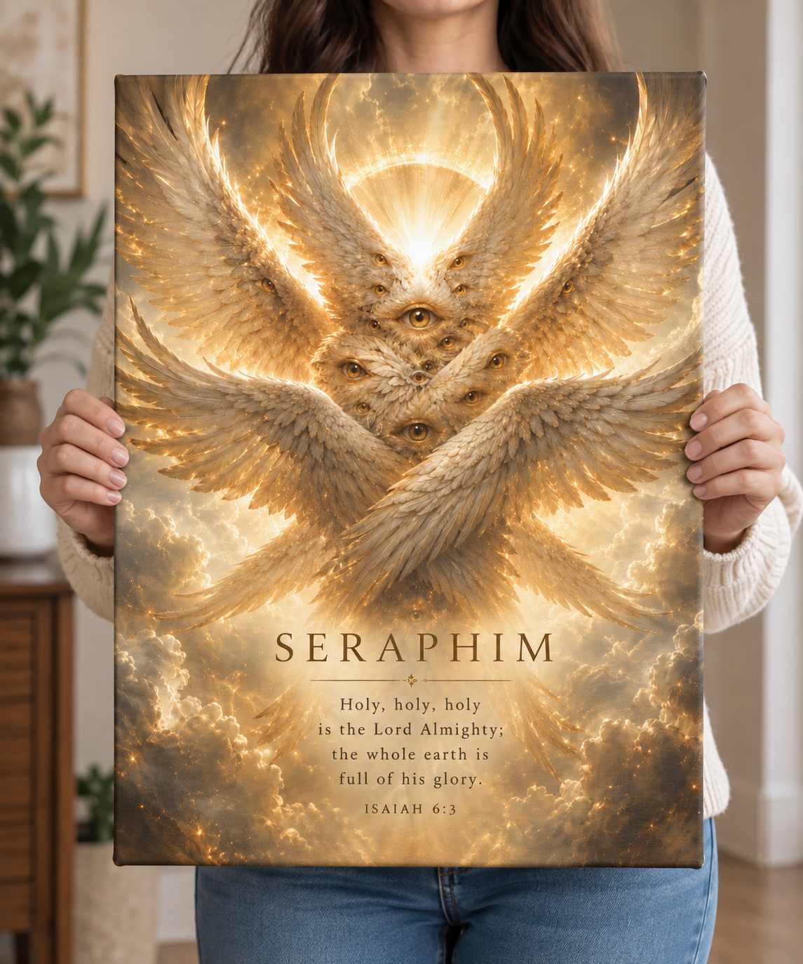 Seraphim Canvas Wall Art, Bible Angel Spiritual Home Wall Art