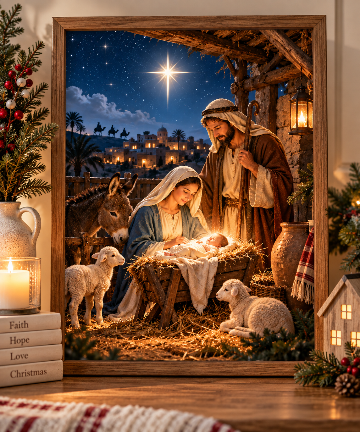 Birth of Jesus Christmas Canvas Wall Art