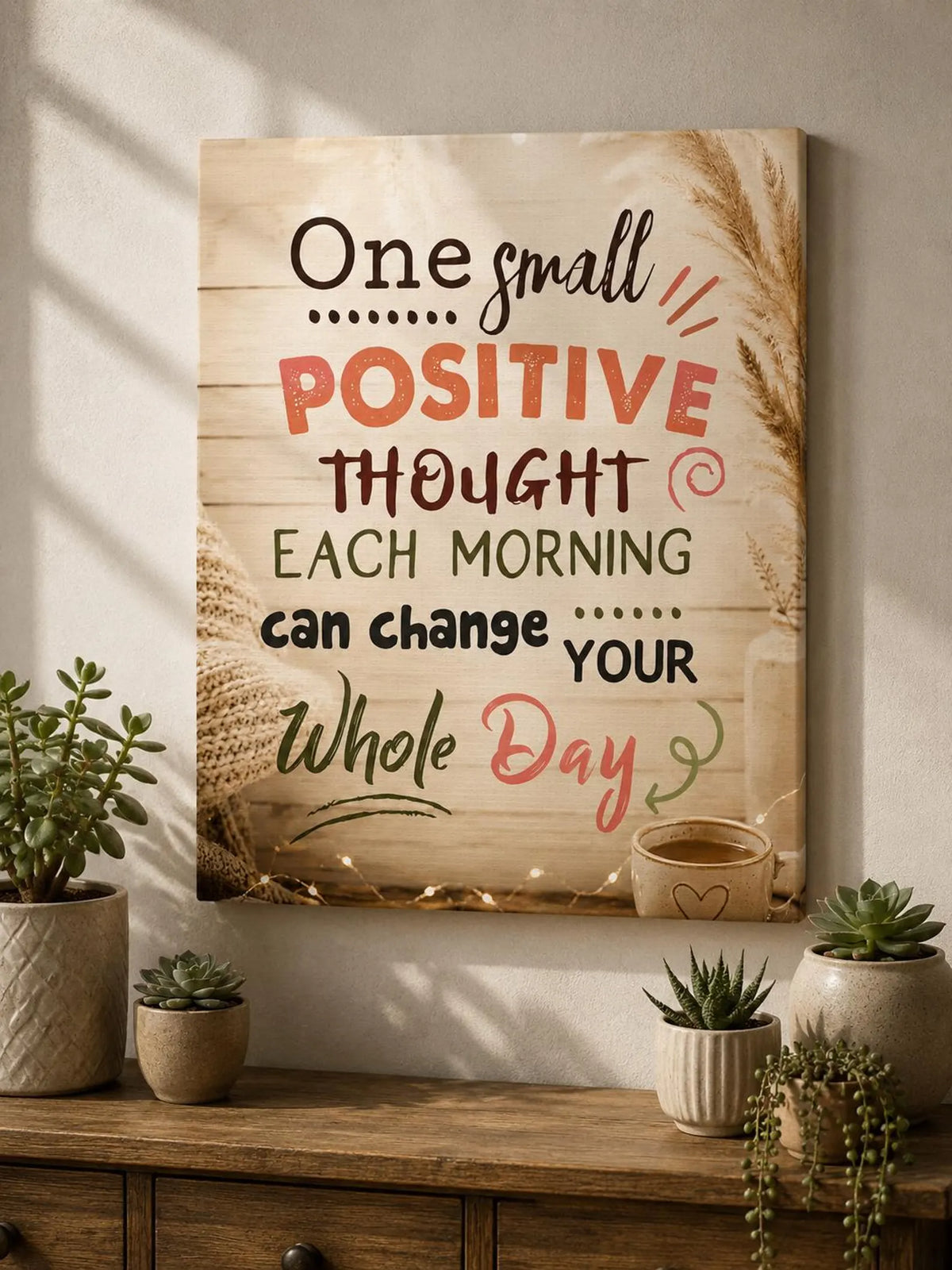 Positive Thought Morning Quote Canvas Wall Art